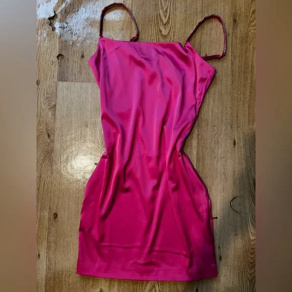 SHEIN | Dresses | Brand New Hot Pink Mini Dress With Sequin Spaghetti  Straps Never Worn | Poshmark